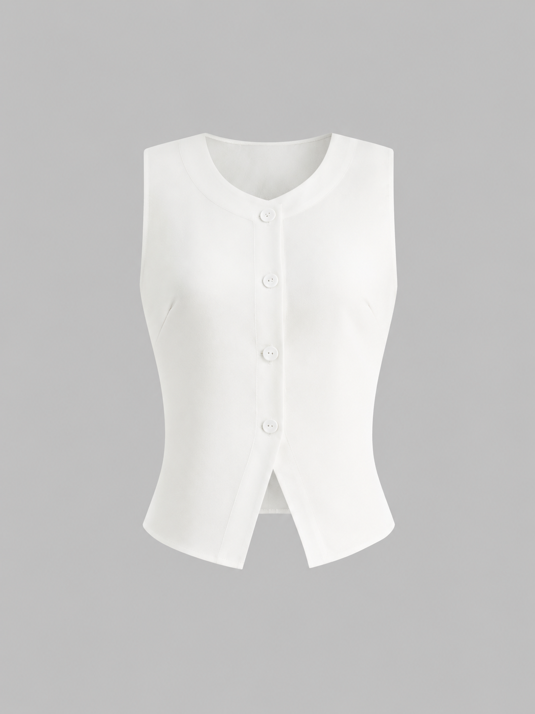 Linen Blend Cropped Button Tank