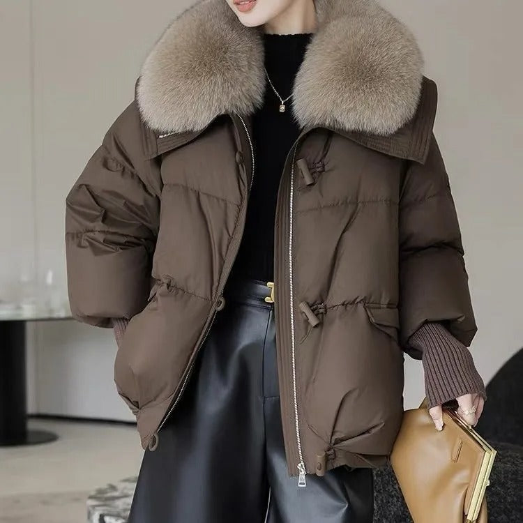 Oversized Faux Fur Collar Insulated Winter Parka Coat