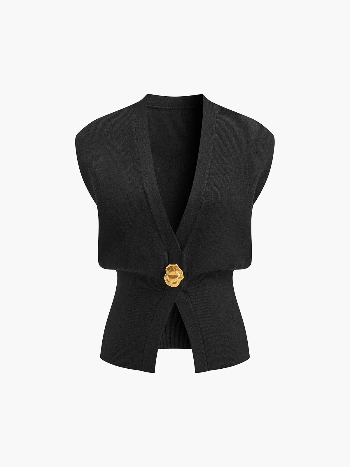 V-Neck Button Front Knit Sweater Vest