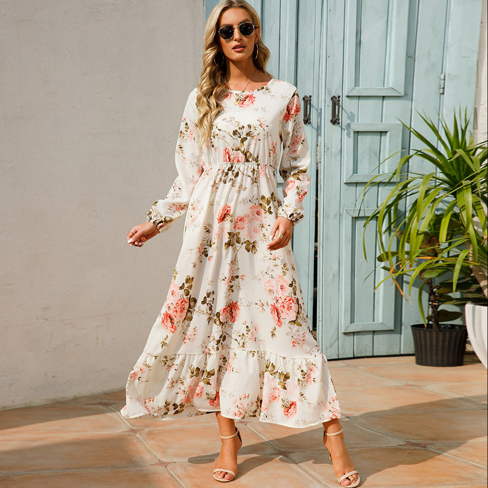 Draped Halter Ruffle Flow Maxi Dress
