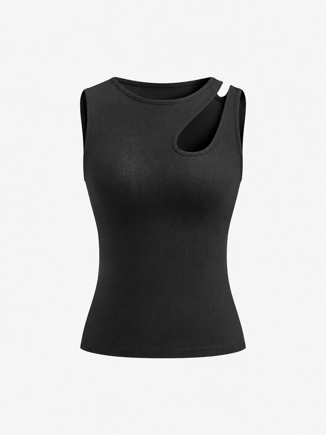 Ribbed Cutout Sheer Knit Tank