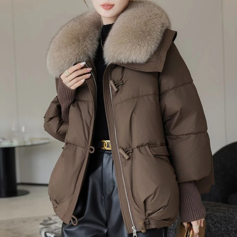 Oversized Faux Fur Collar Insulated Winter Parka Coat