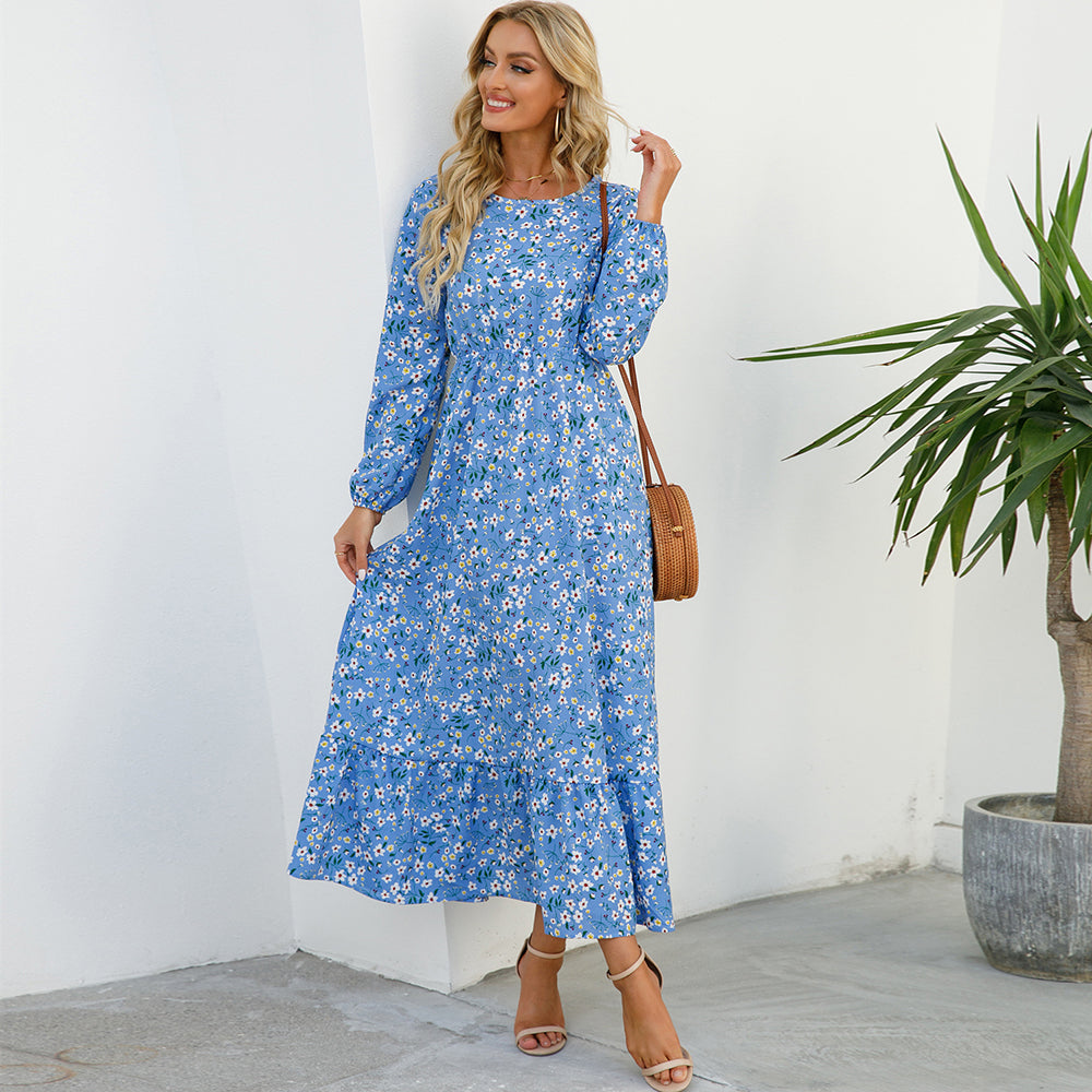 Draped Halter Ruffle Flow Maxi Dress