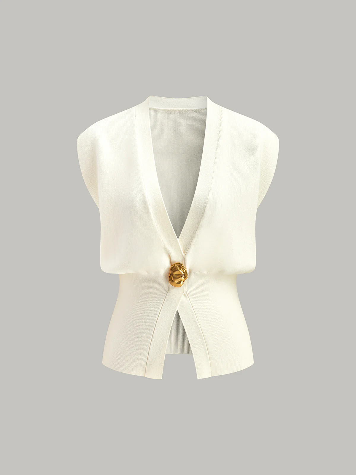 V-Neck Button Front Knit Sweater Vest
