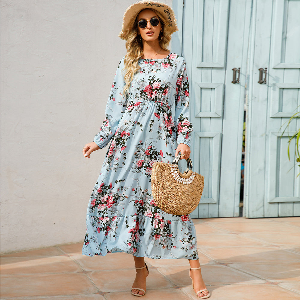 Draped Halter Ruffle Flow Maxi Dress