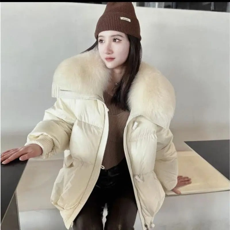 Oversized Faux Fur Collar Insulated Winter Parka Coat