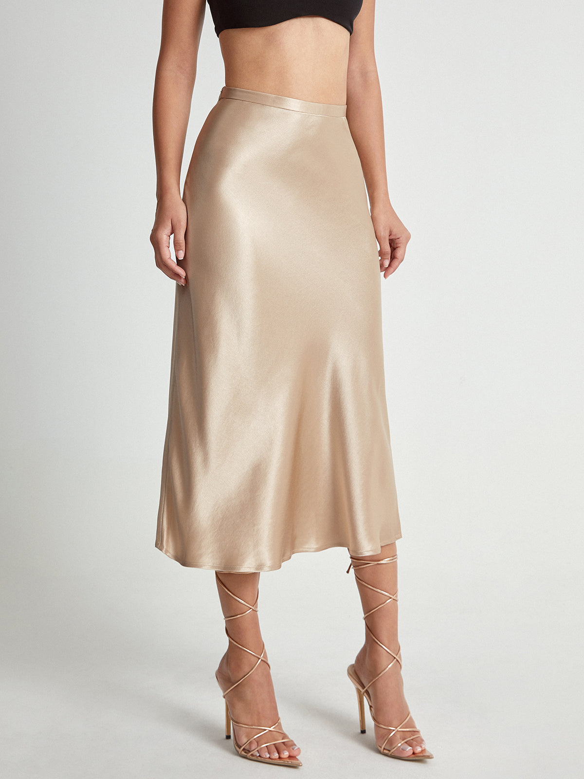 Fluid Satin Midi Skirt
