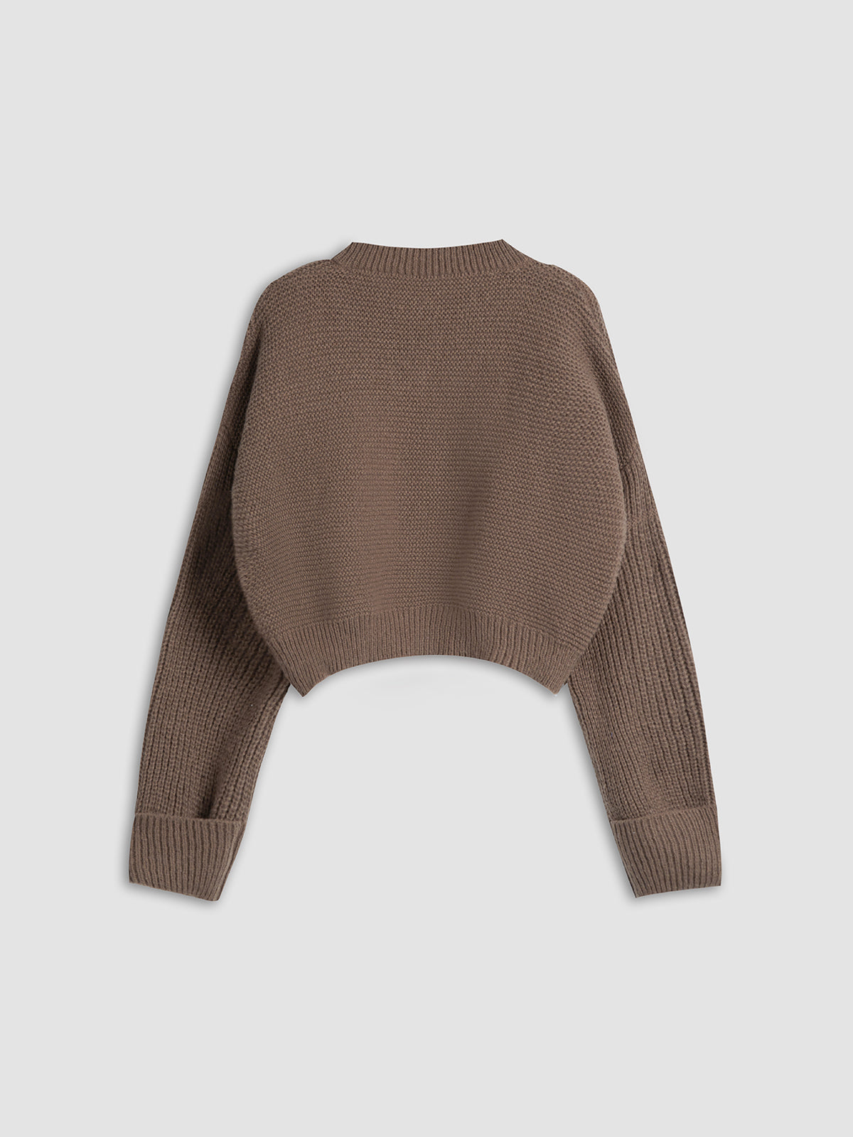 Relaxed Cropped V-Neck Knit Sweater