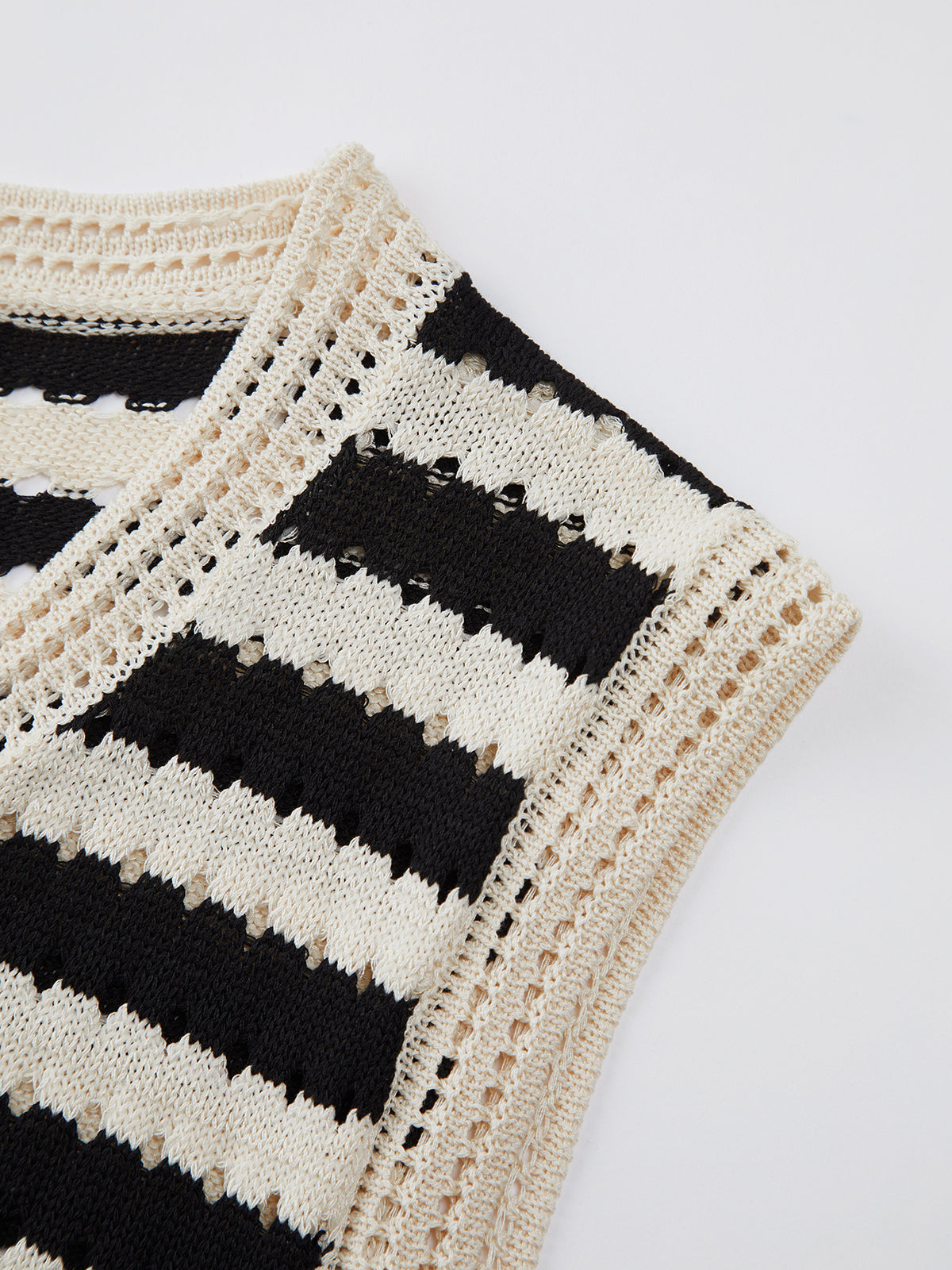 Striped Crochet Knit Vest Top