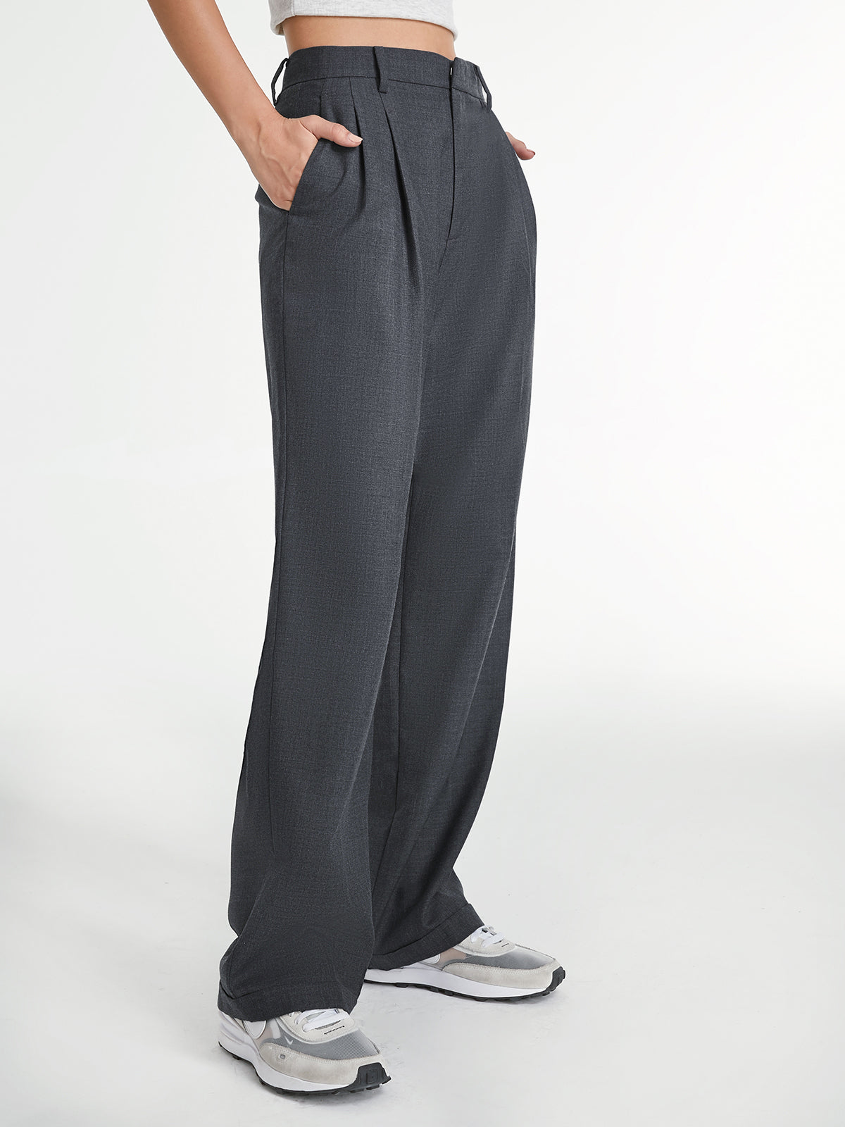 Tailored High-Rise Pleated Wide-Leg Trousers