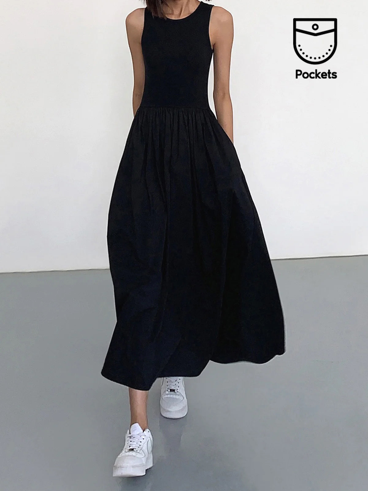 Relaxed Crew Neck Maxi Dress