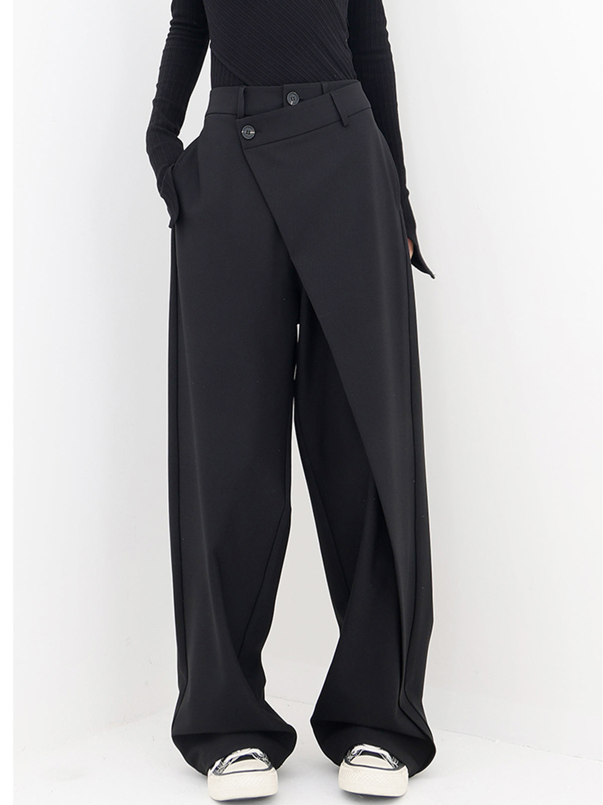Asymmetric Layered Button Trousers