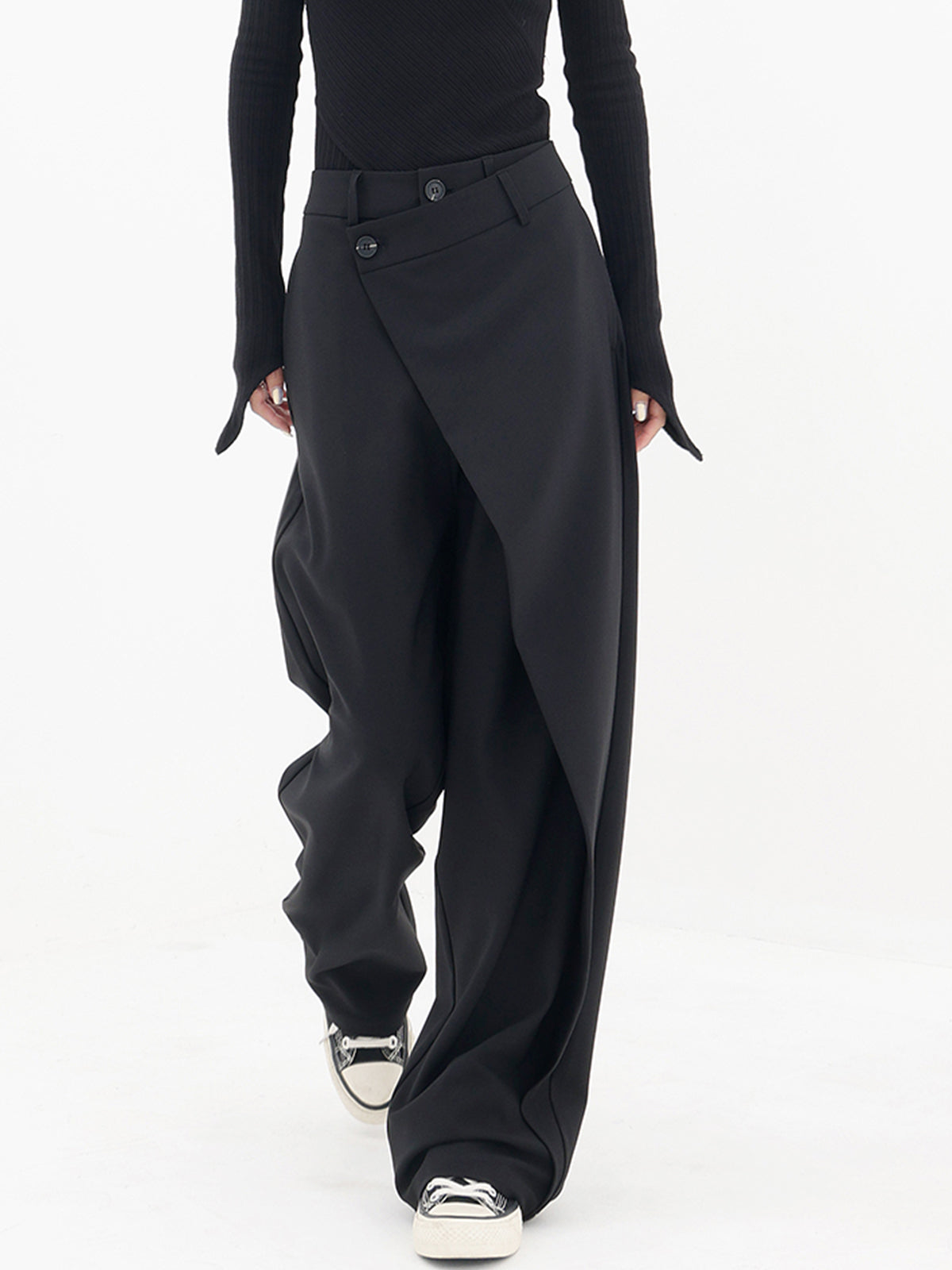 Asymmetric Layered Button Trousers