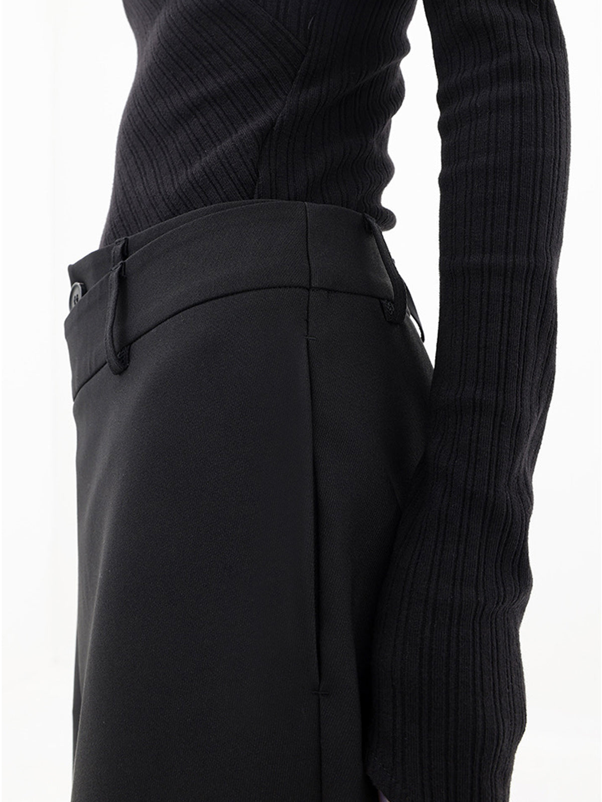 Asymmetric Layered Button Trousers