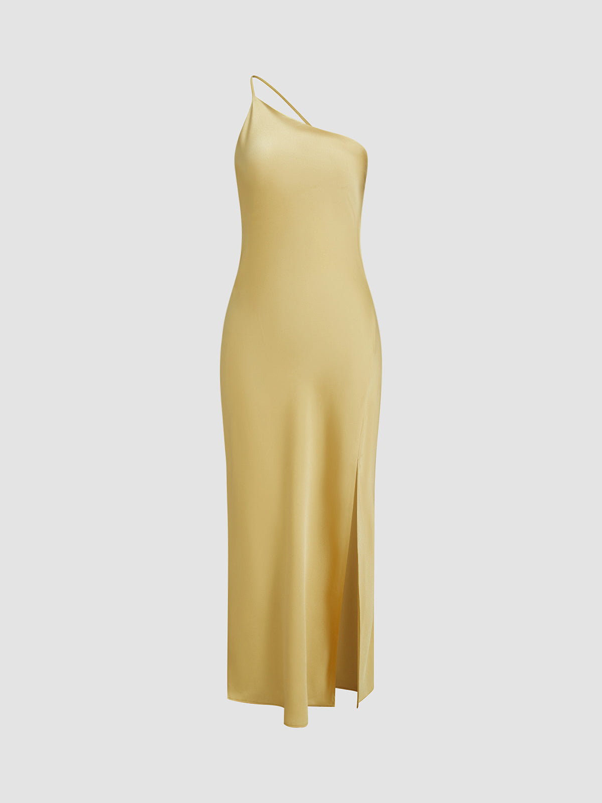 Open Back Satin Slit Maxi Dress