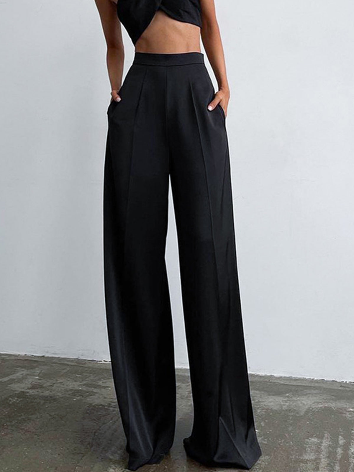 Relaxed Satin Wide-Leg Trousers