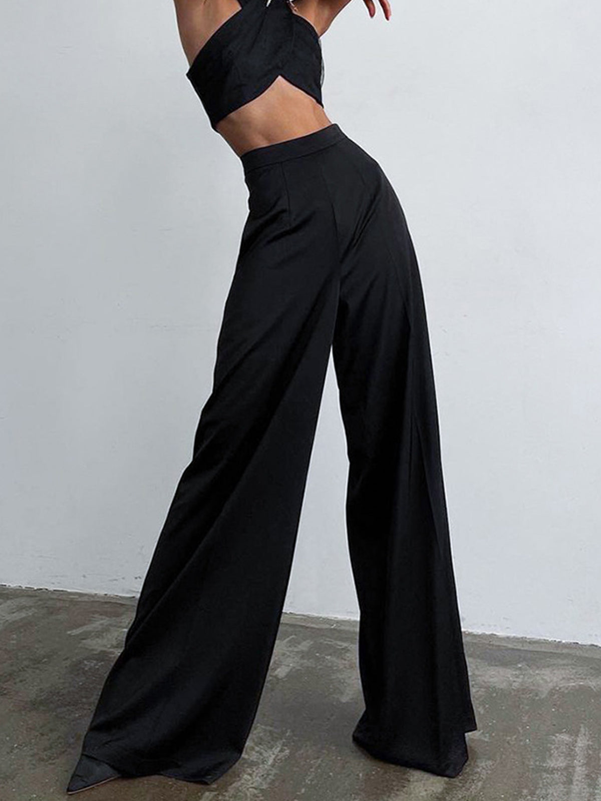 Relaxed Satin Wide-Leg Trousers