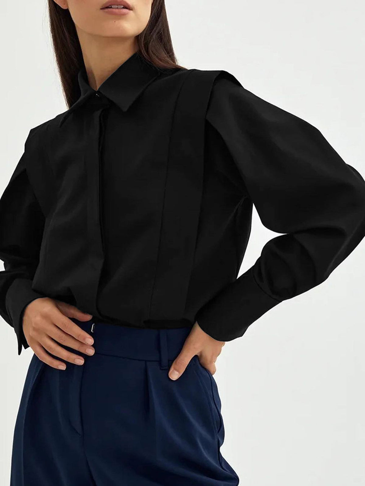 Oversized Cotton Collared Button-Up Shirt