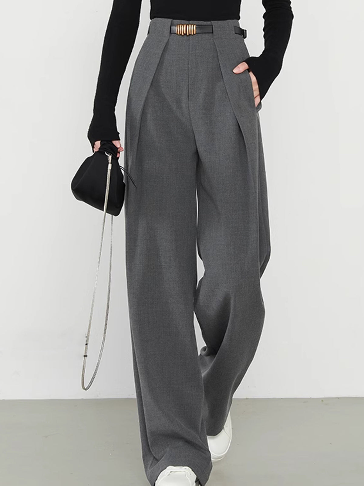 Tailored Straight-Leg Pocket Trousers