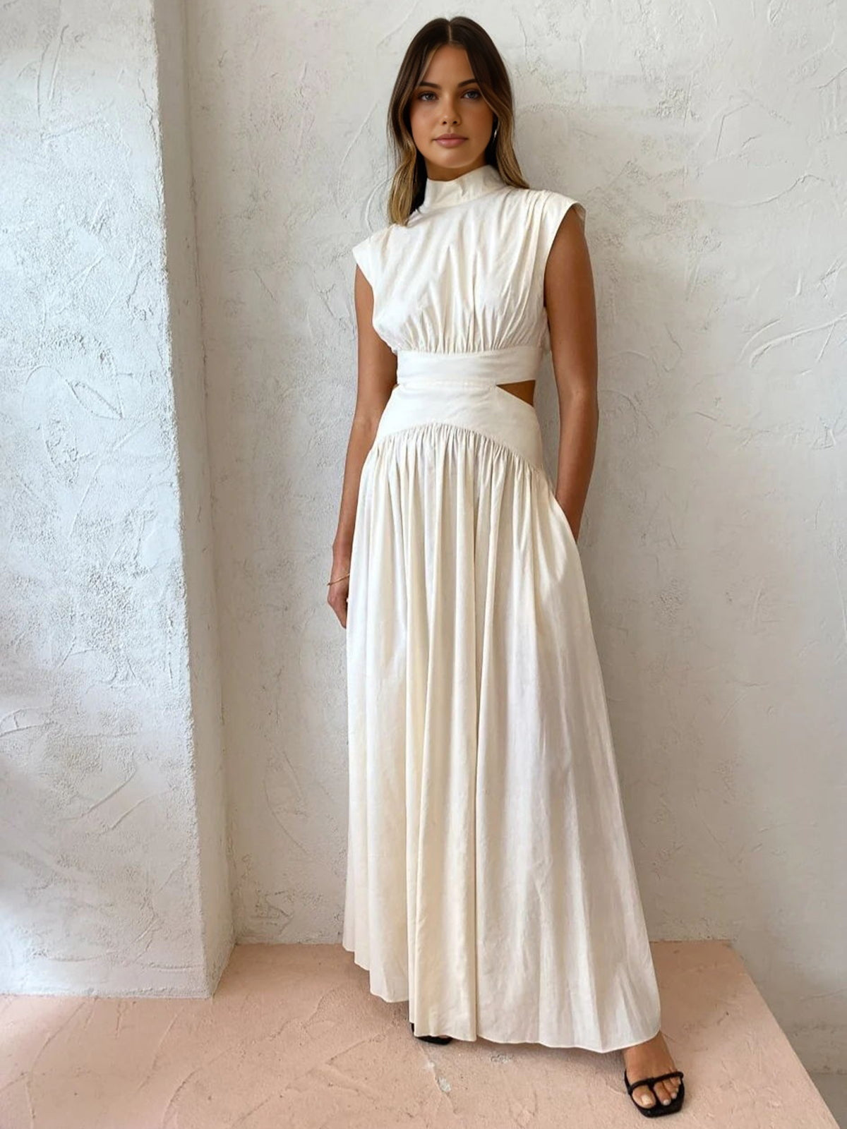 Cut-Out Mock Neck Maxi Dress