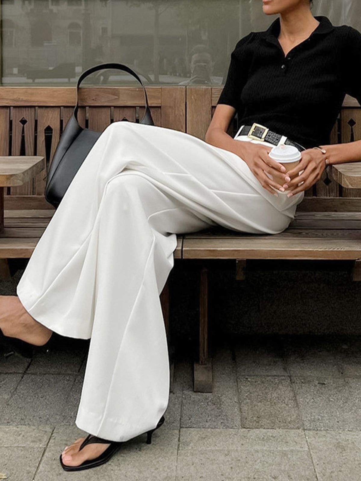 Tailored Wide Leg Woven Trousers