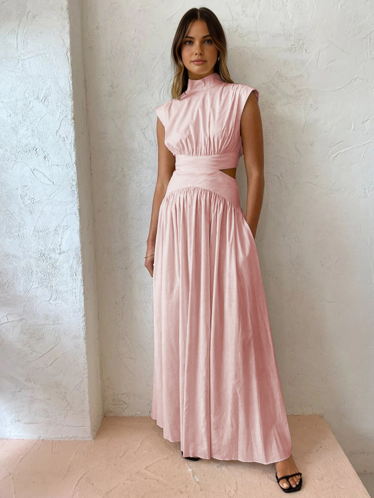 Cut-Out Mock Neck Maxi Dress