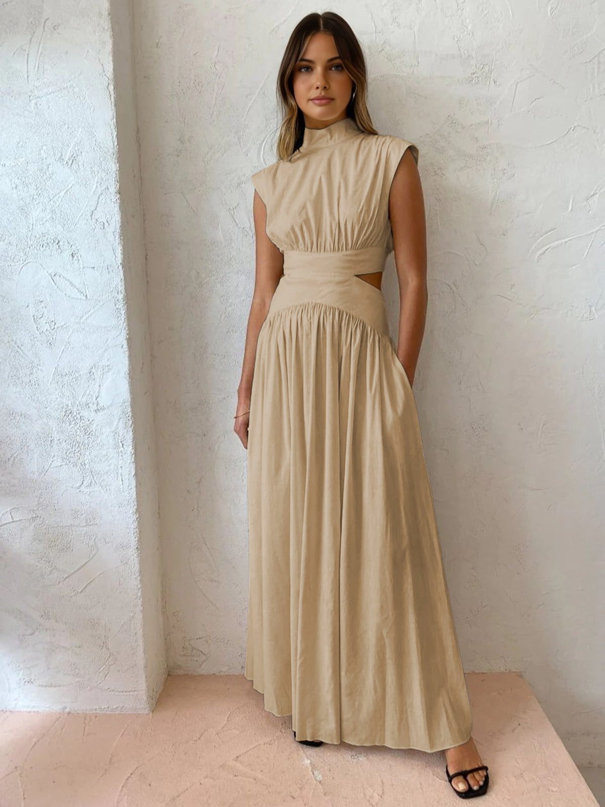Cut-Out Mock Neck Maxi Dress