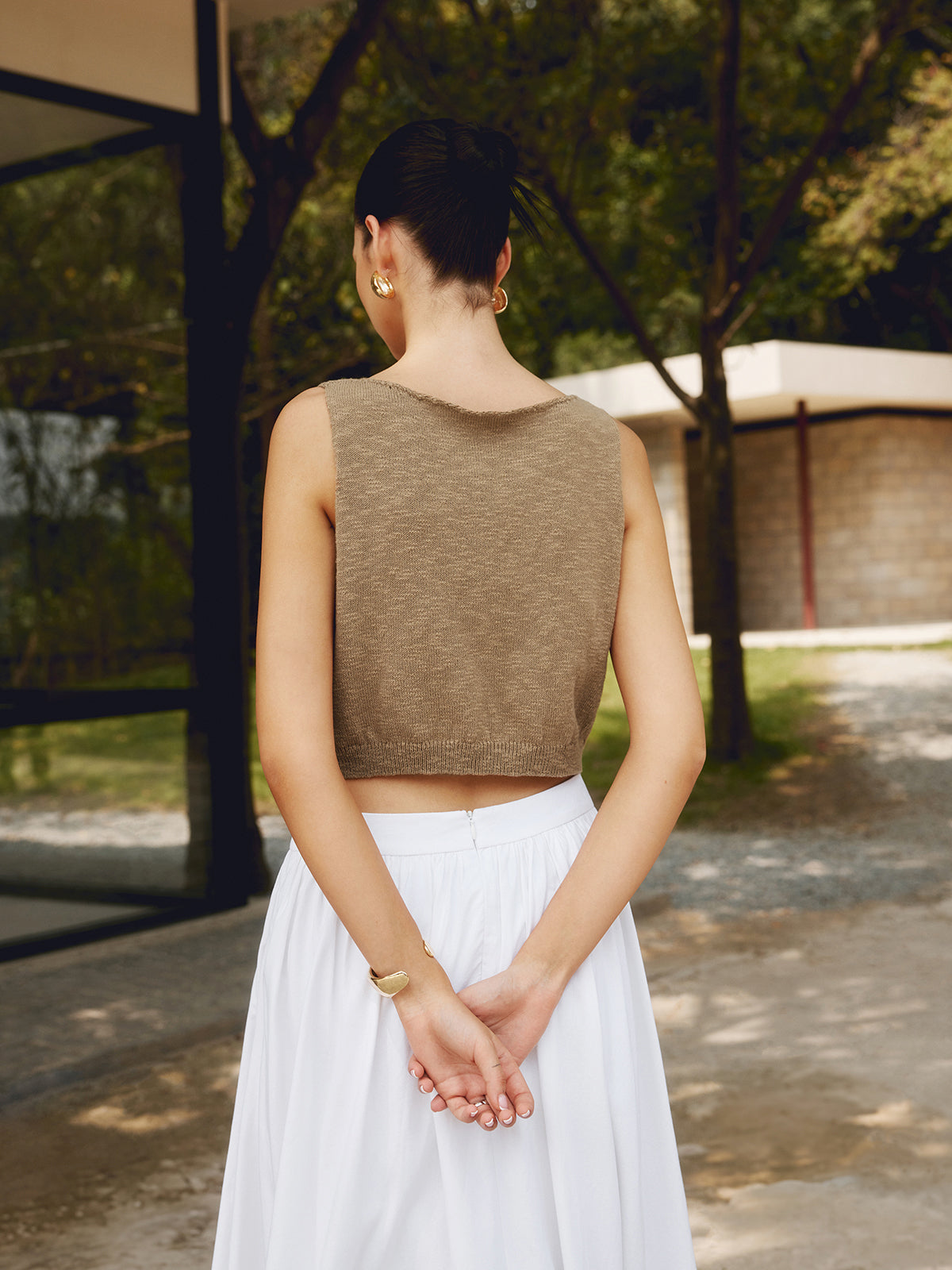 Crew Neck Knit Crop Tank