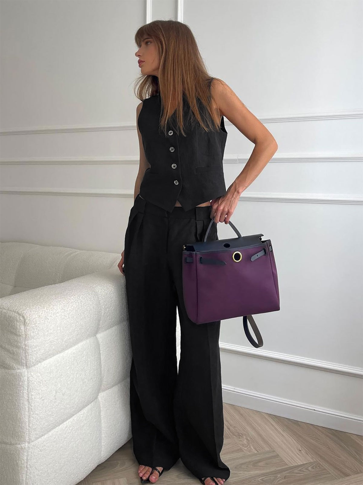 Relaxed Cotton Linen Two-Piece Trouser Set