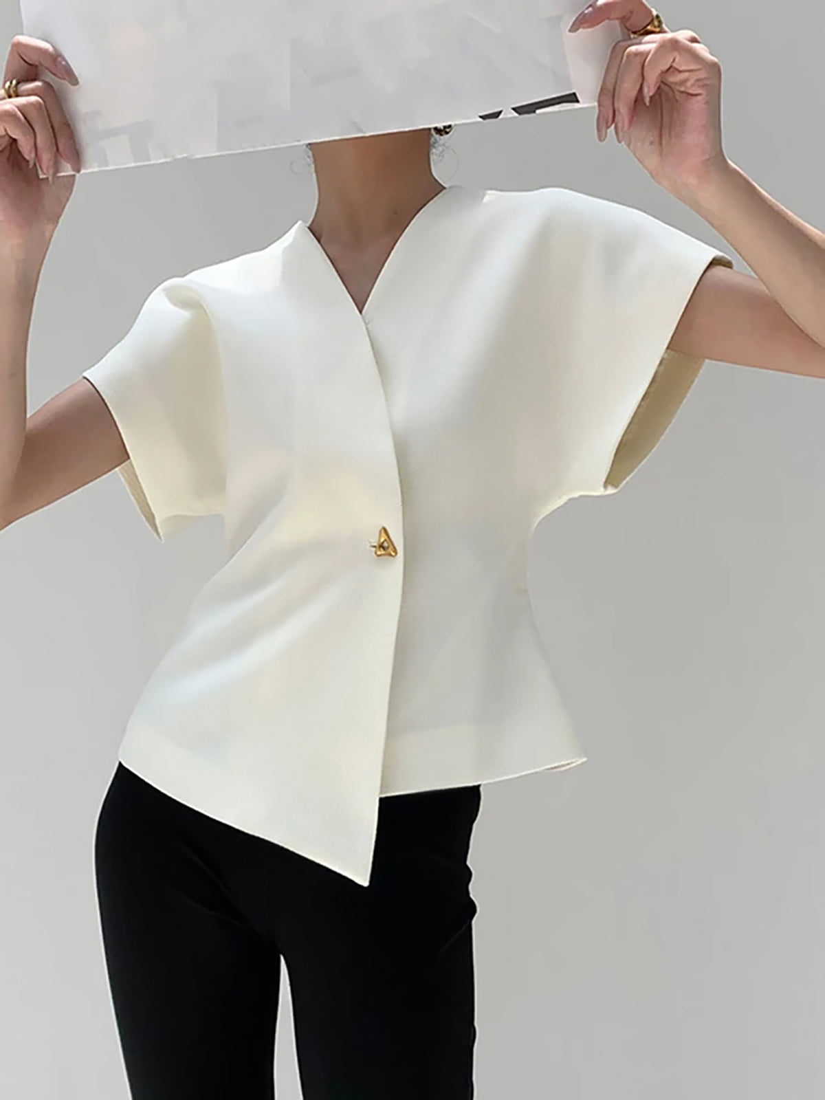V-Neck Button Front Blouse