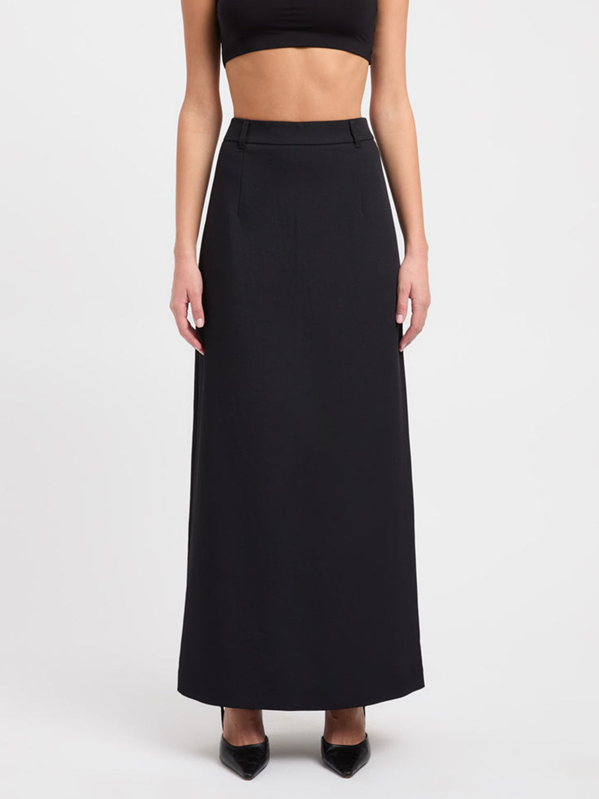High-Waist Back Slit Maxi Skirt
