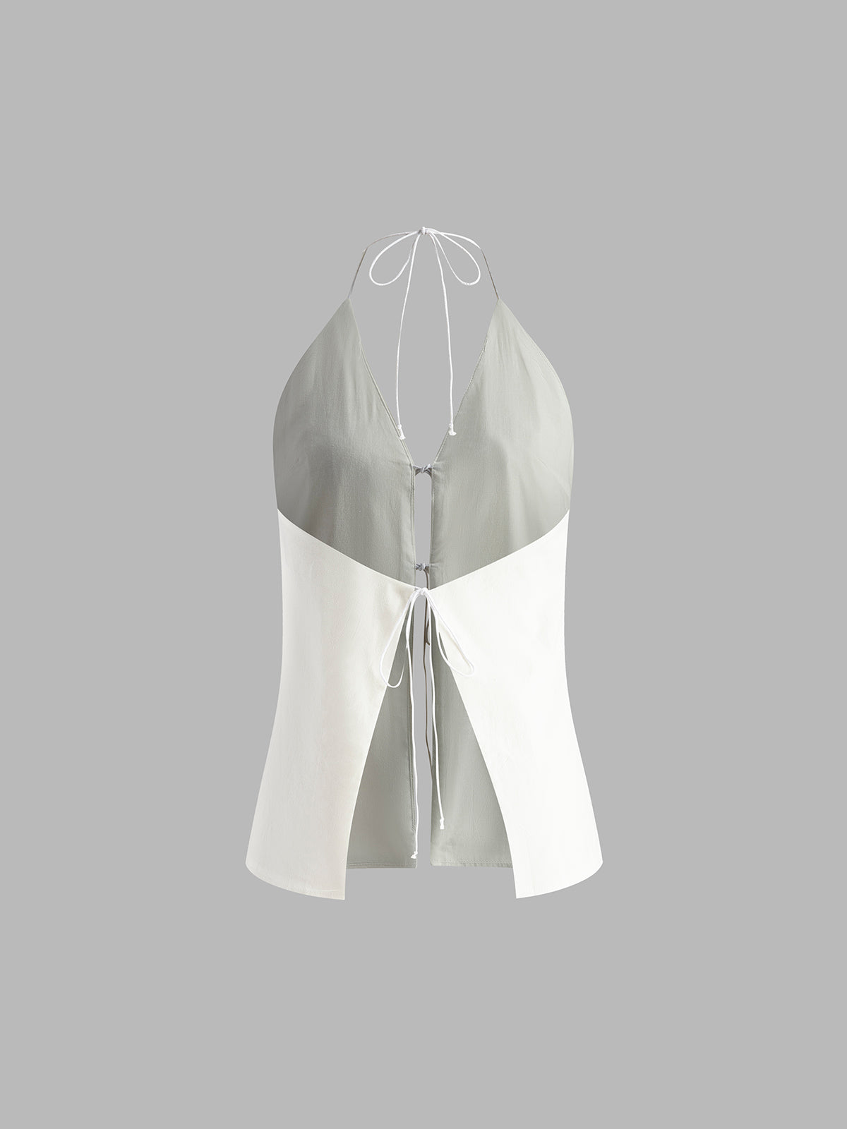 Linen Blend Halter Open-Back Shorts Set