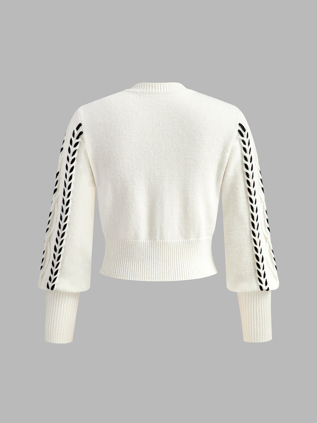 Contrast Trim Cinched Knit Sweater