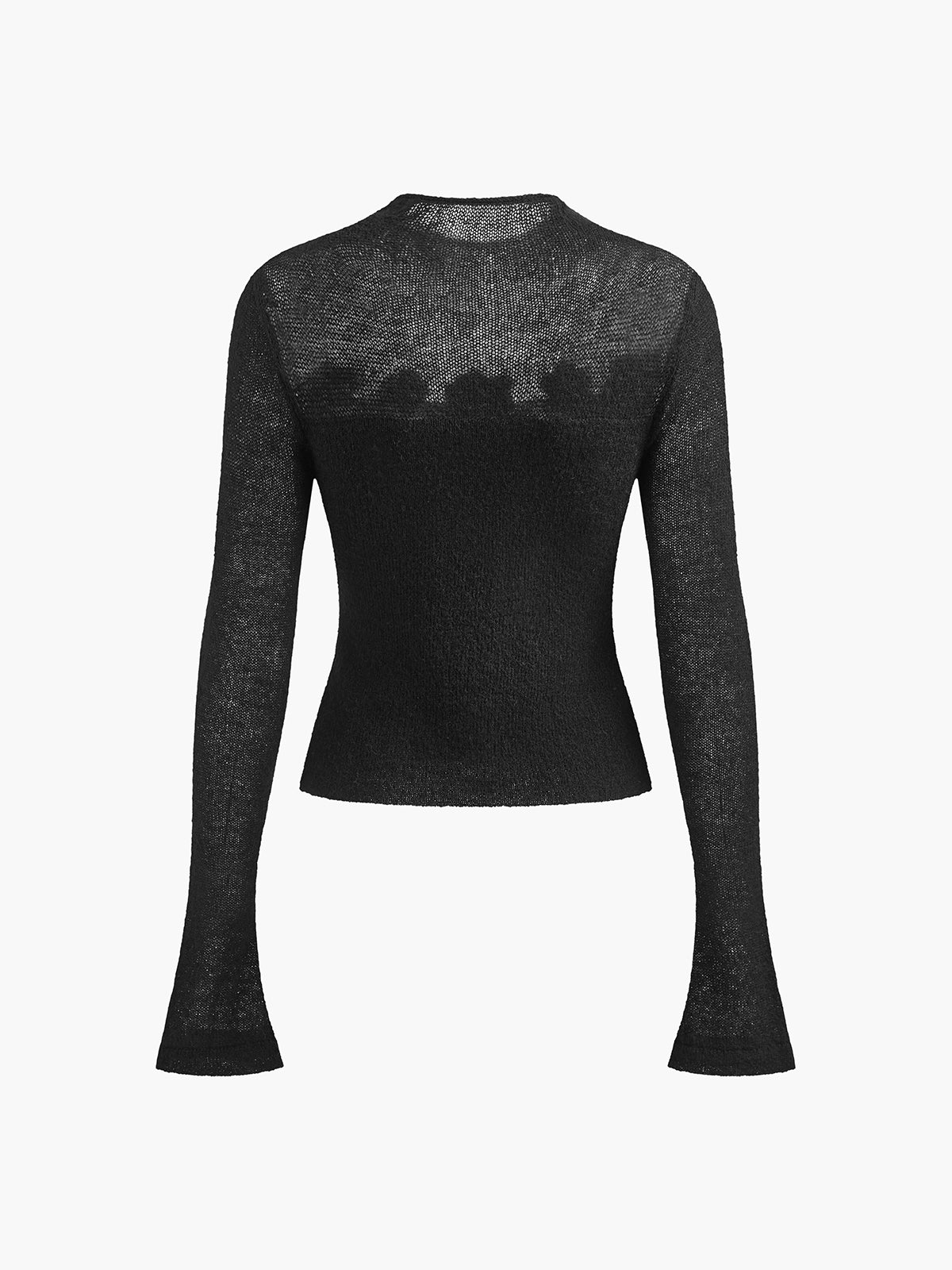 Floral Appliqué Sheer Knit Top