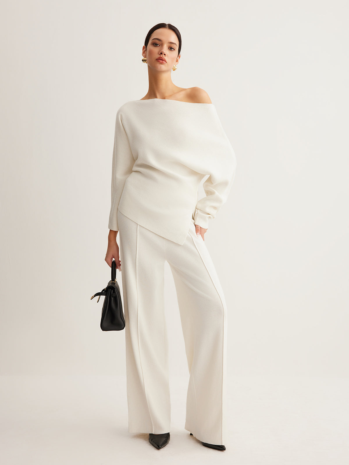 Asymmetric Wool-Blend Knit Pullover