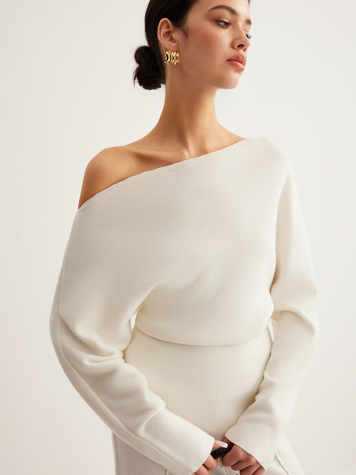 Asymmetric Wool-Blend Knit Pullover