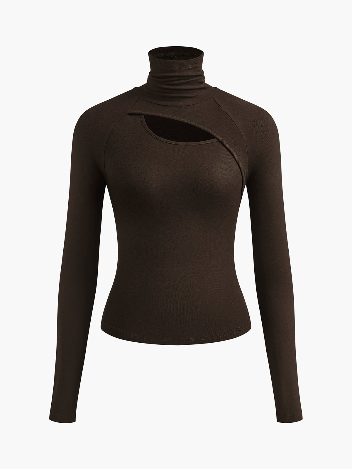 Asymmetric Cut-Out Slinky Turtleneck Top