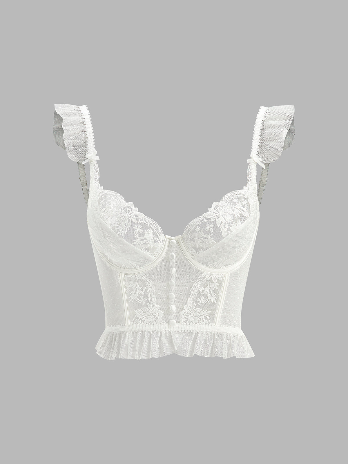 Floral Lace Mesh Corset Bustier Crop Top