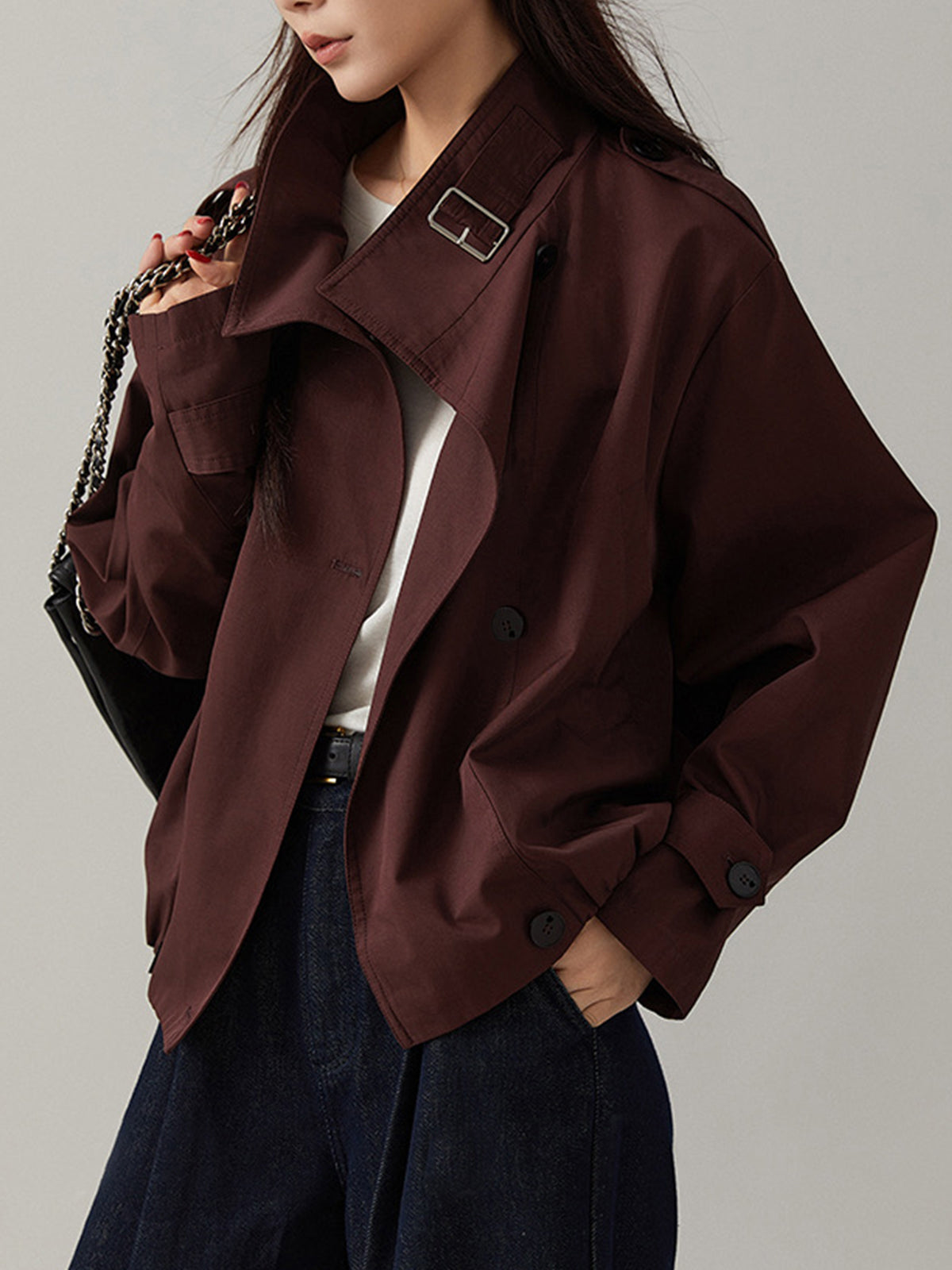 Vintage-Inspired Loose Fit Trench Coat