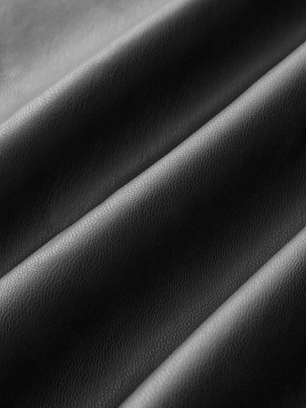 Ruched Faux Leather Slit Midi Skirt