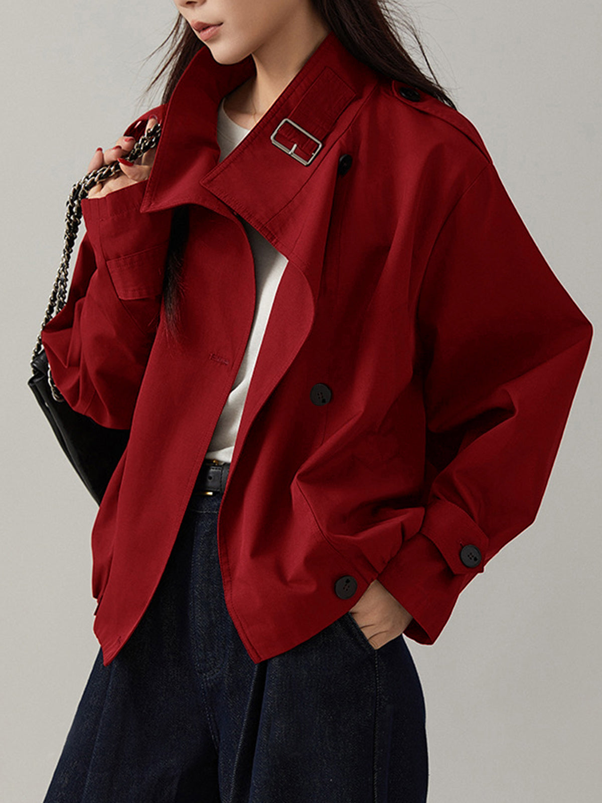 Vintage-Inspired Loose Fit Trench Coat