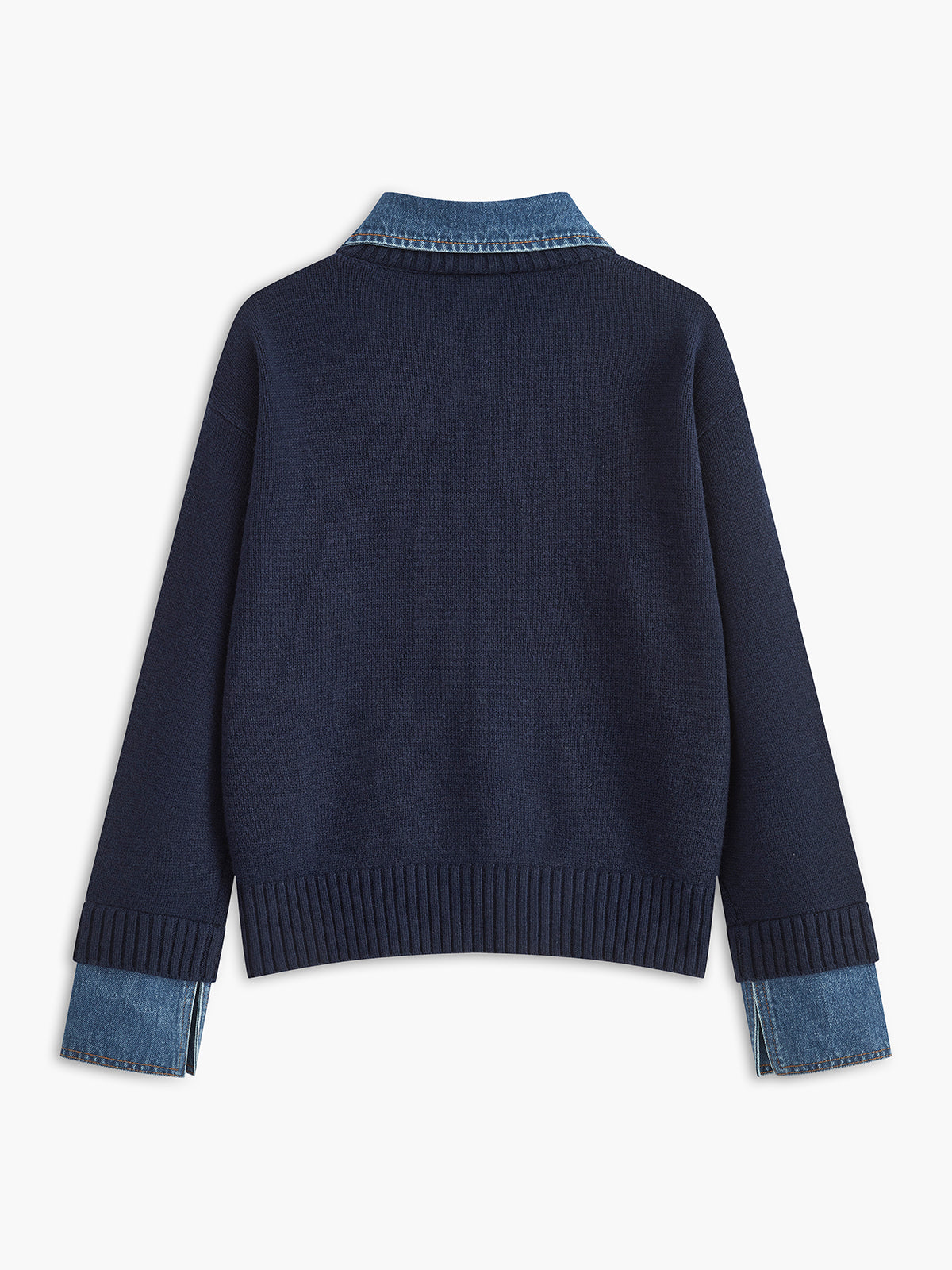 Layered Panel Lapel Knit Sweater