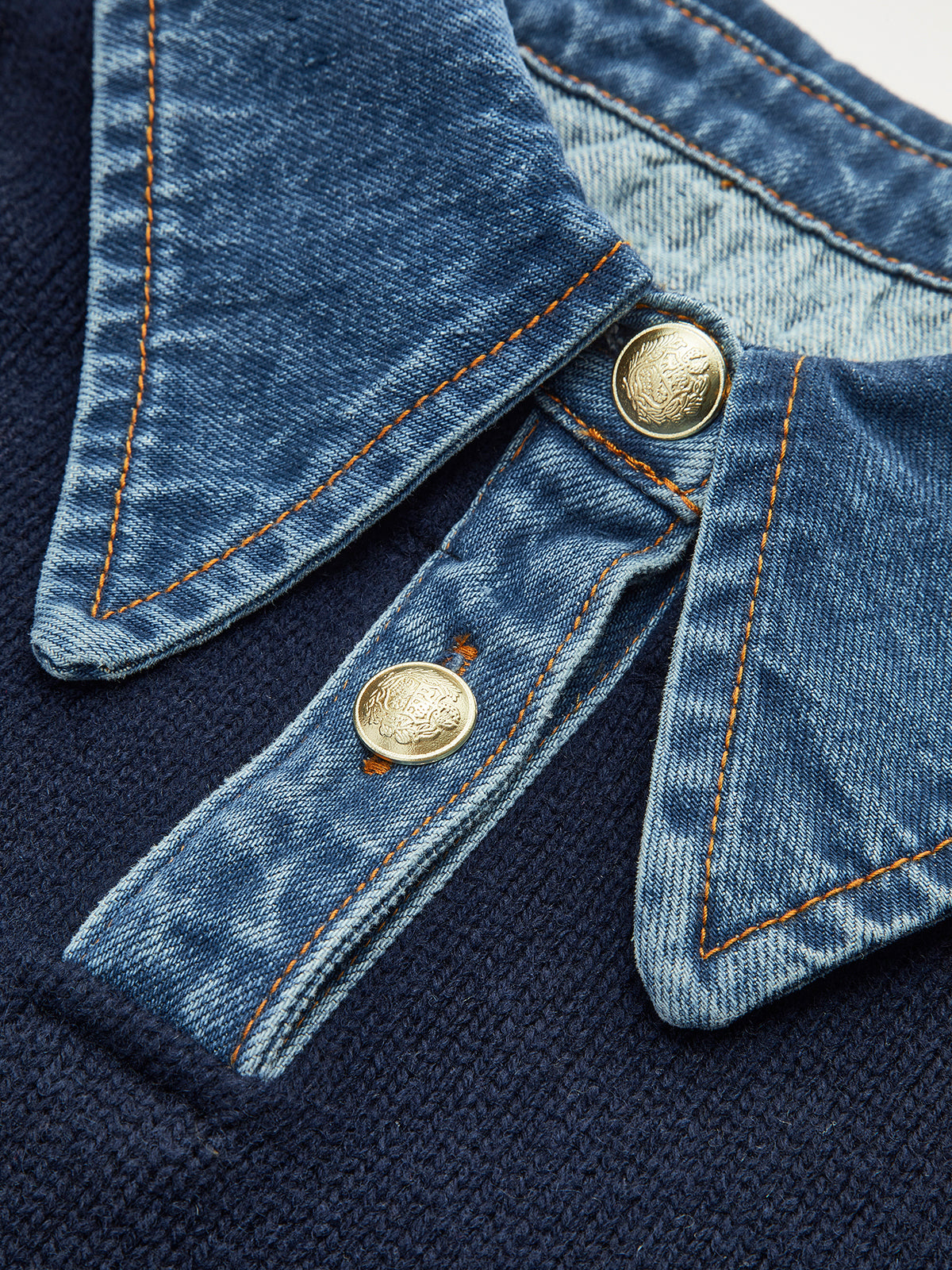 Layered Panel Lapel Knit Sweater