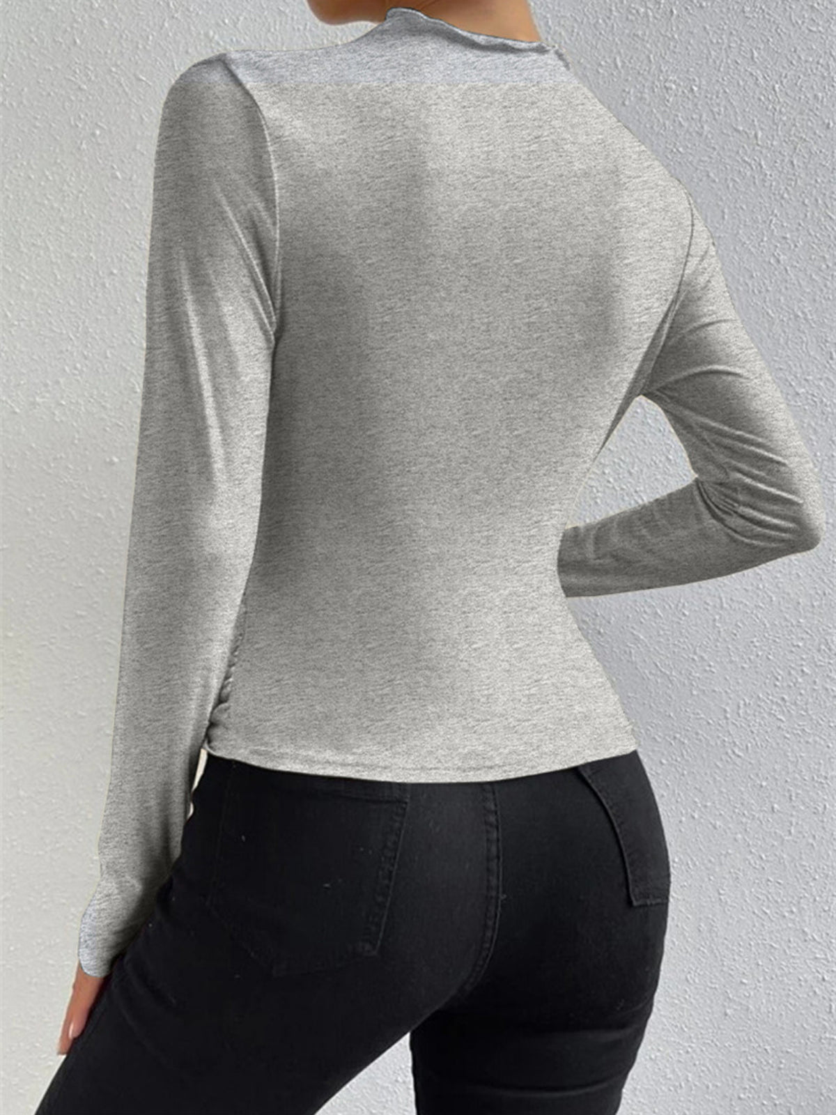 Ruched Long Sleeve Fitted Top