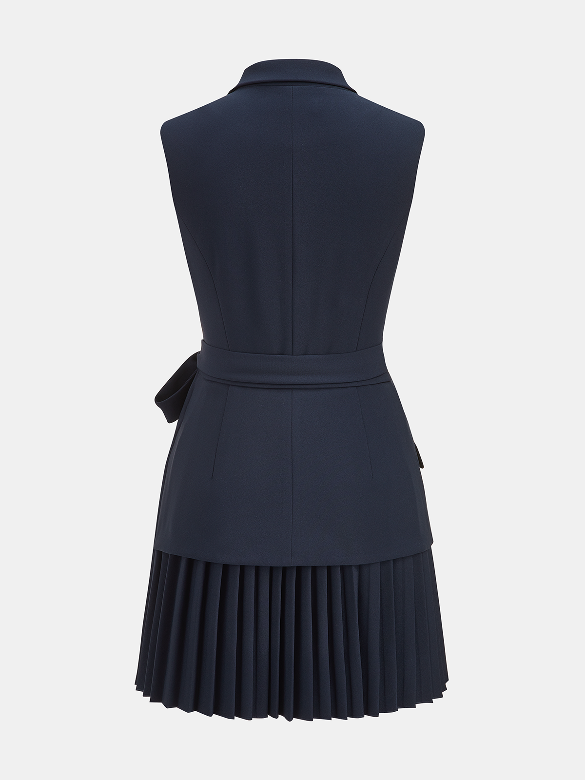 Pleated Belted Shawl Collar Mini Blazer Dress
