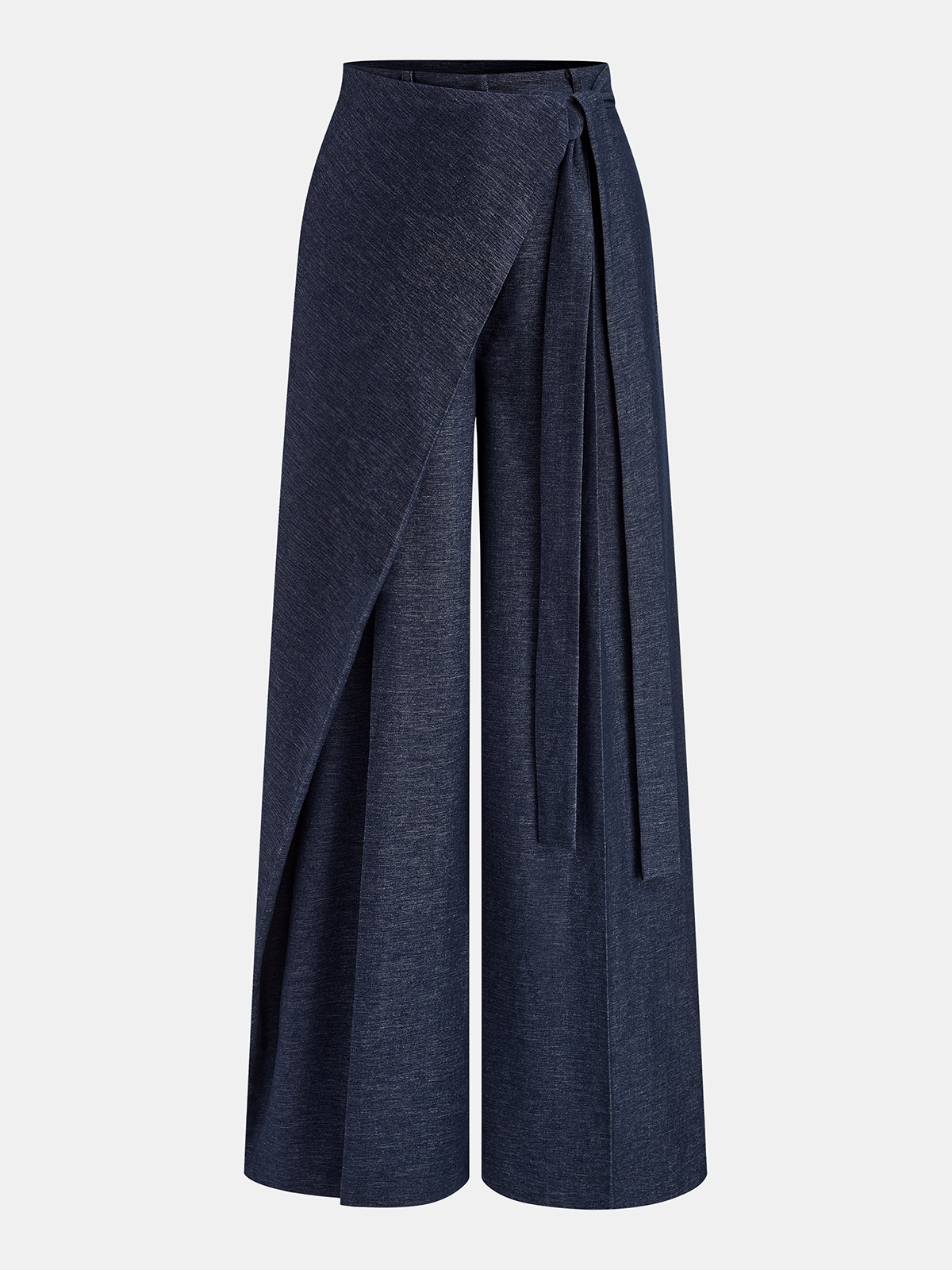 Asymmetric Wrap Wide-Leg Trousers