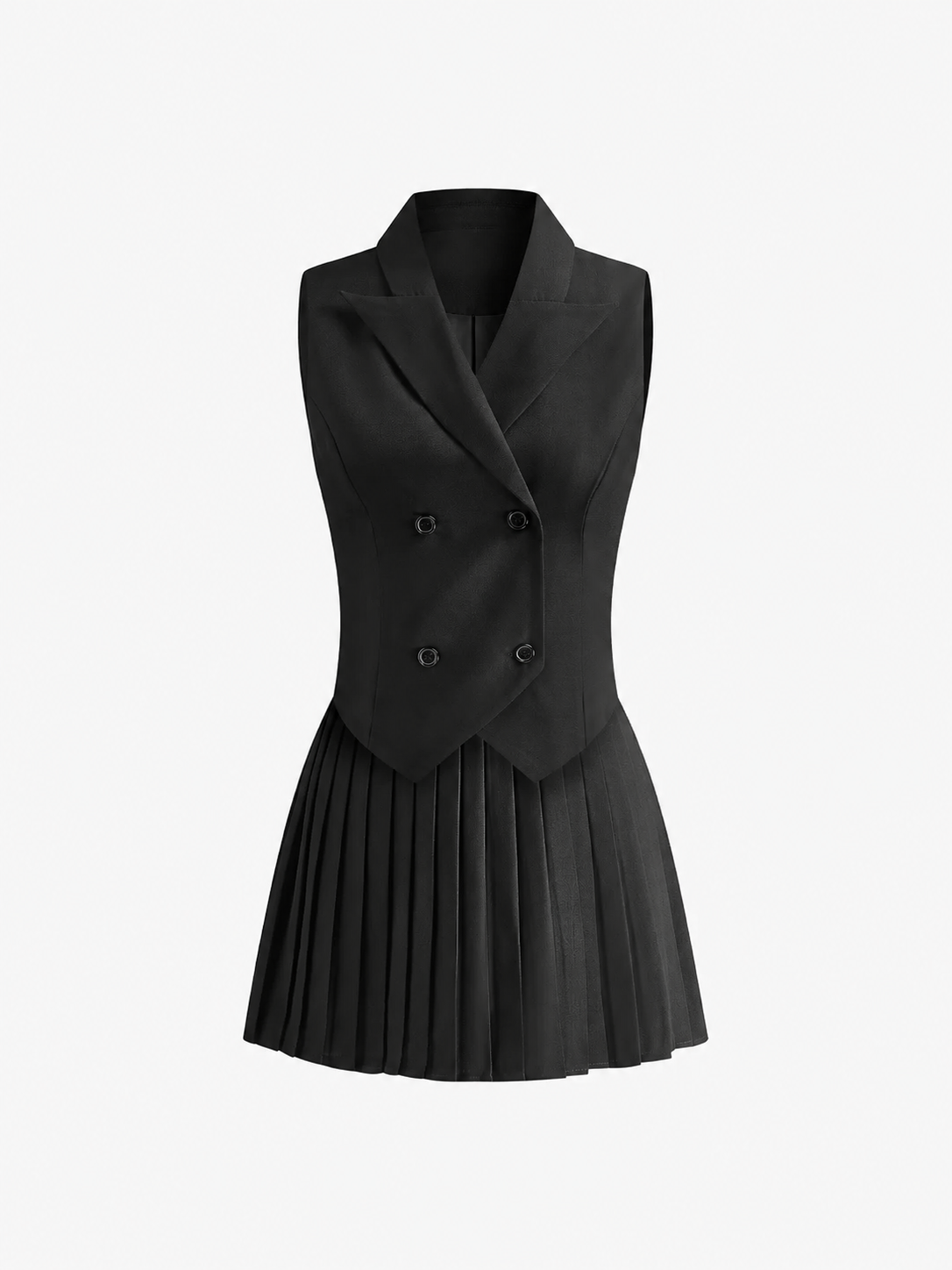 Tailored Vest & Pleated Mini Skirt Set