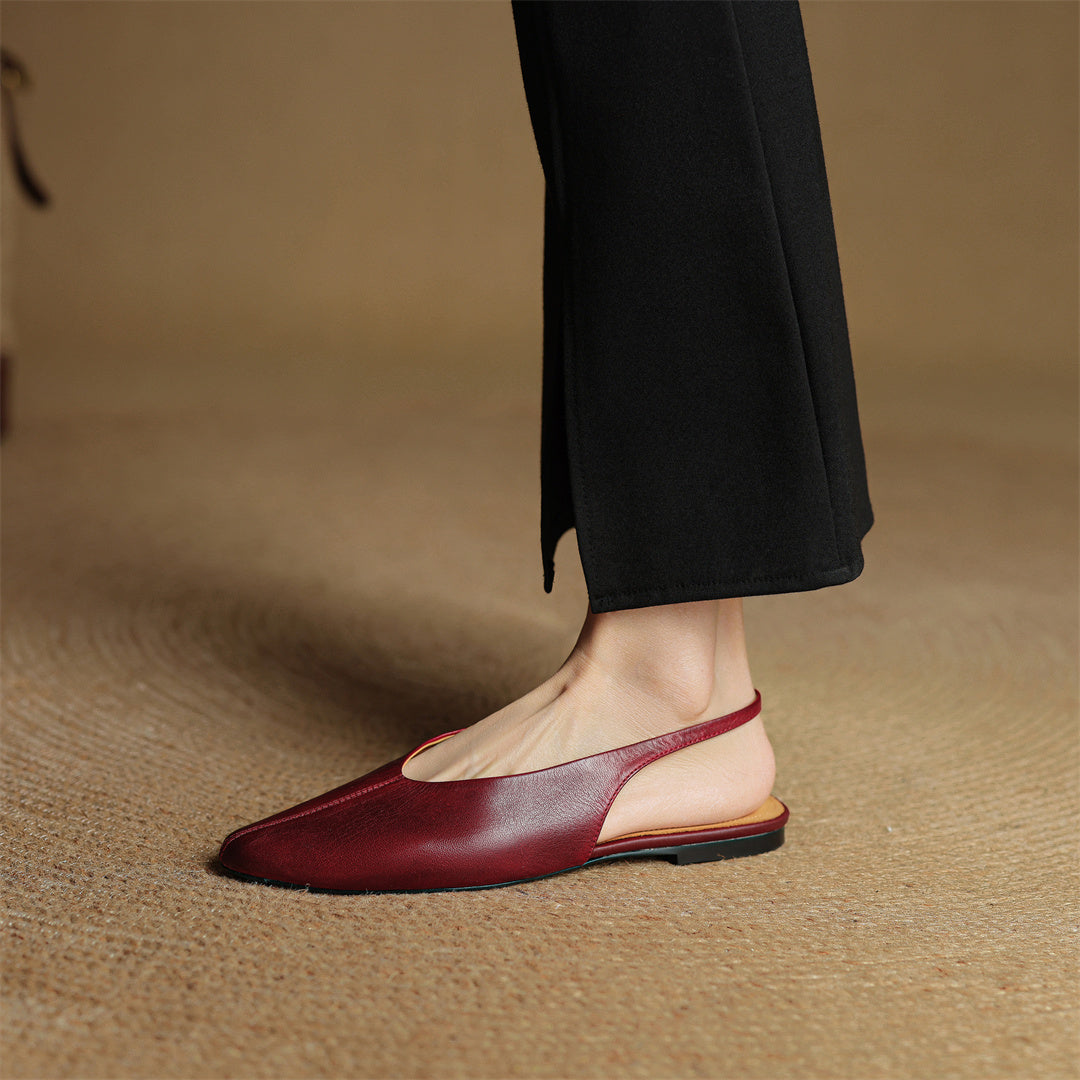 Butter-Soft Leather Slingback Comfort Flats