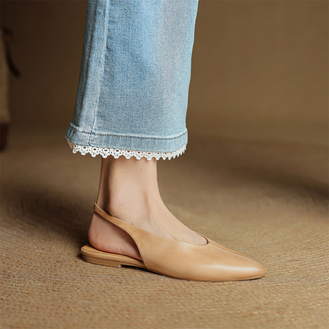 Butter-Soft Leather Slingback Comfort Flats