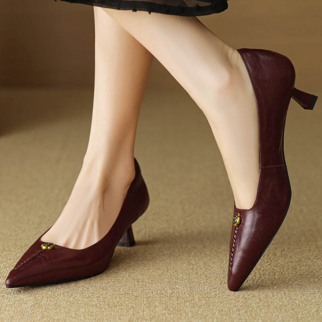 Classic Leather Mary Jane Block Heels